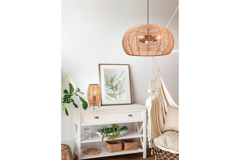 Inga Pendellampe 50 cm 3xE27 Rattan - Belysning - Lamper & indendørsbelysning - Vindueslampe - Vindueslampe hængende