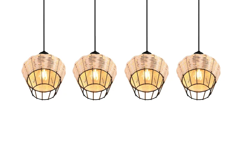 Trio Lighting Borka loftlampe 4L E27 rattan - Trio Lighting - Belysning - Lamper & indendørsbelysning - Vindueslampe - Vindueslampe hængende