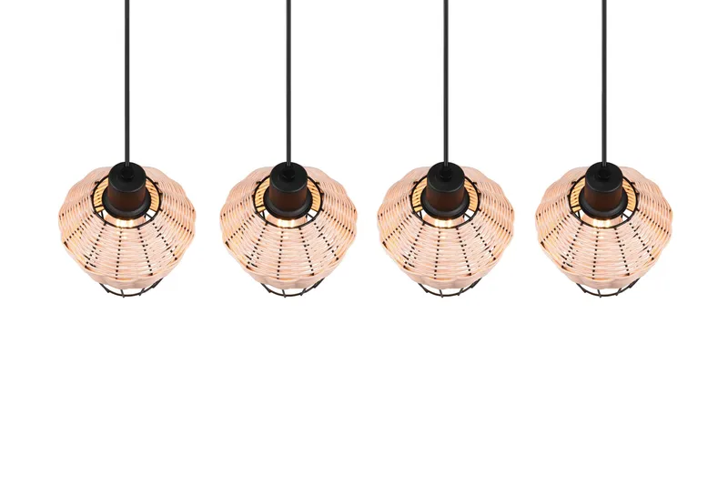 Trio Lighting Borka loftlampe 4L E27 rattan - Trio Lighting - Belysning - Lamper & indendørsbelysning - Vindueslampe - Vindueslampe hængende