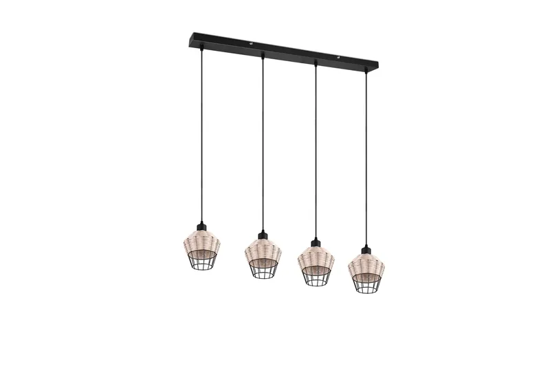 Trio Lighting Borka loftlampe 4L E27 rattan - Trio Lighting - Belysning - Lamper & indendørsbelysning - Vindueslampe - Vindueslampe hængende