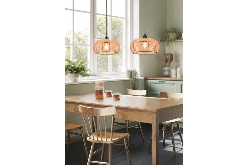 Trio Lighting Inga loftlampe 30 cm E27 rattan - Trio Lighting - Belysning - Lamper & indendørsbelysning - Vindueslampe - Vindueslampe hængende