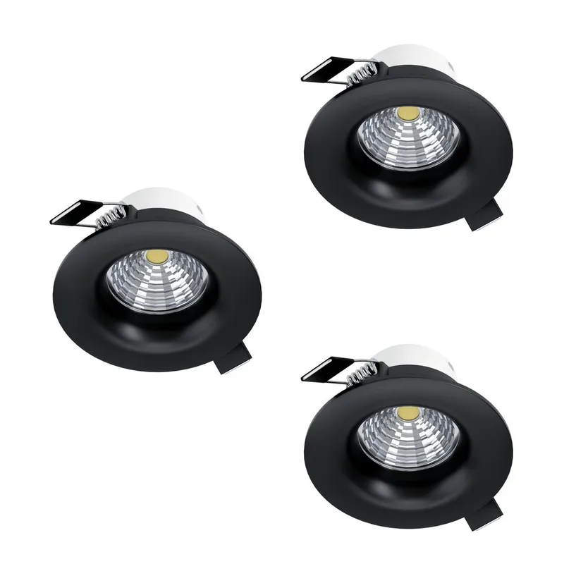 Indbygget Lampe Saliceto 88 mm 2700K Sæt af 3, Sort
