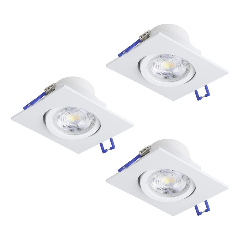 Indbygget Lampe Saliceto 88x88 mm 2700K sæt om 3, Hvid