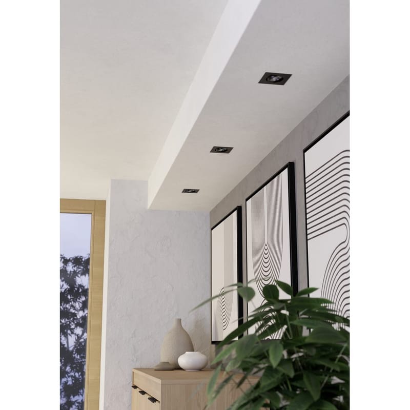 Indbygget Lampe Saliceto 88x88 mm 4000K sæt om 3 - Sort - Belysning - Glødepærer & lyskilder - Spotlights & downlights