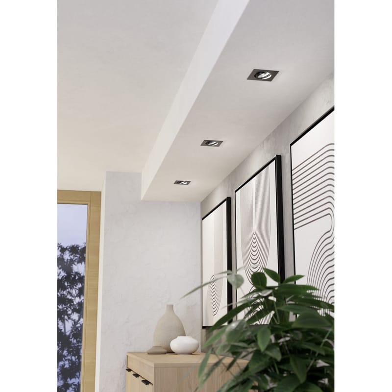 Indbygget Lampe Saliceto 88x88 mm 4000K sæt om 3 - Sort - Belysning - Glødepærer & lyskilder - Spotlights & downlights