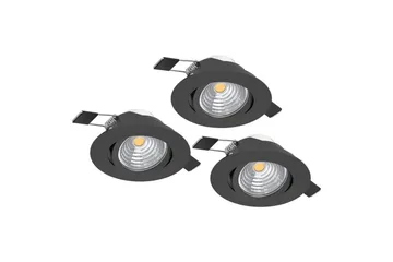 Indbygningslampe Eglo Saliceto 3 st Ø88 mm 2700K Sort - Sort - Belysning - Glødepærer & lyskilder - Spotlights & downlights