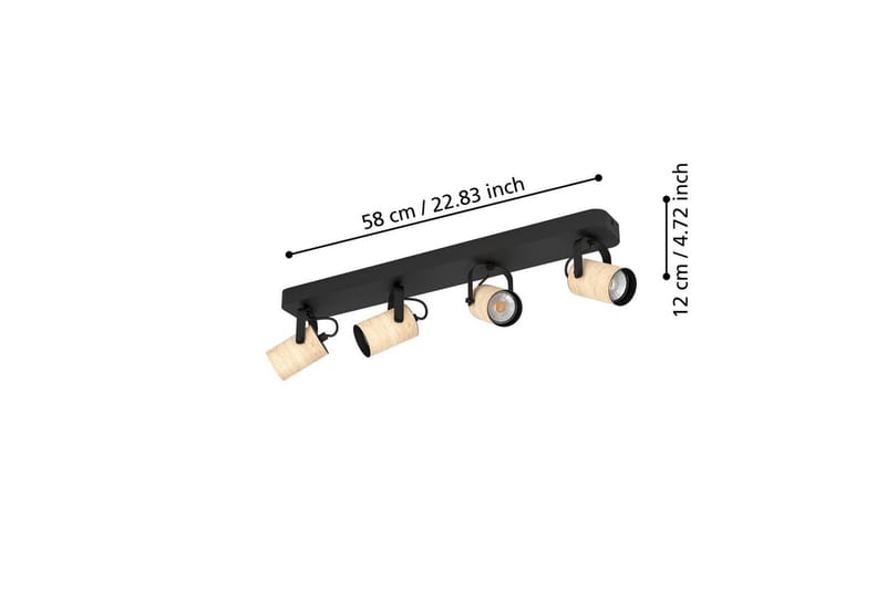Spotlight Eglo Cayuca med 4 Lamper - Sort/Brun - Belysning - Glødepærer & lyskilder - LED belysning - LED-spotlight