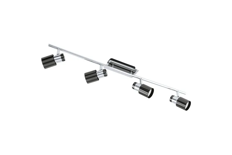 Spotlight Eglo Davida 1 med 4 Lyskilder, Krom/Sort