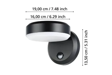 Væglampe Udendørsbelysning Eglo Fornaci med Sensor - Hvid/Sort - Belysning - Udendørs lamper & belysning - Nedgravningsspot - Havespot
