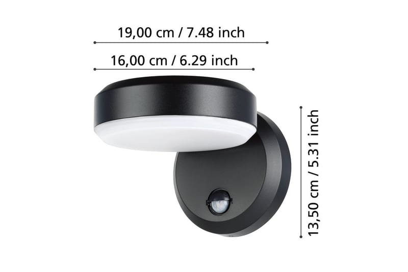 Væglampe Udendørsbelysning Eglo Fornaci med Sensor - Hvid/Sort - Belysning - Udendørs lamper & belysning - Nedgravningsspot - Havespot