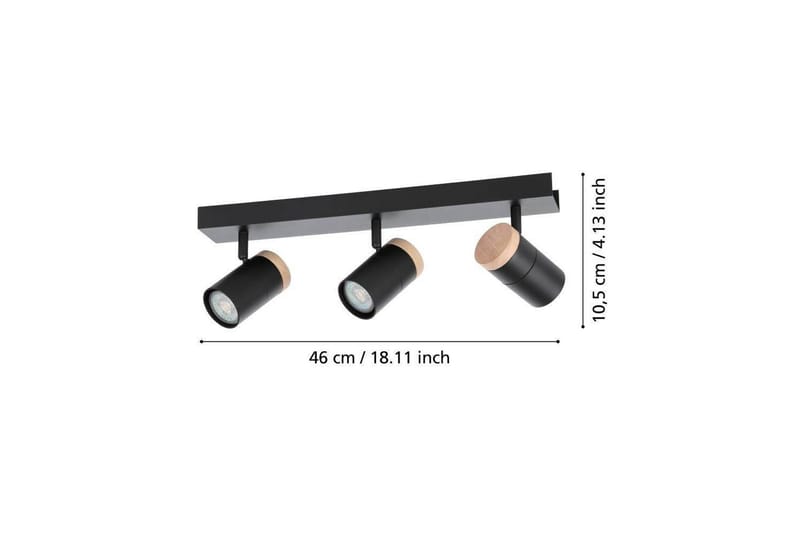 LED-spotlys Eglo Cartagena Sort/Træ 3 Lamper - 3 Lamper - Belysning - Glødepærer & lyskilder - Spotlights & downlights