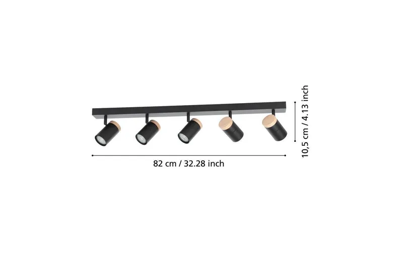 LED-spotlys Eglo Cartagena Sort/Træ 5 Lamper - 5 Lamper - Belysning - Glødepærer & lyskilder - Spotlights & downlights