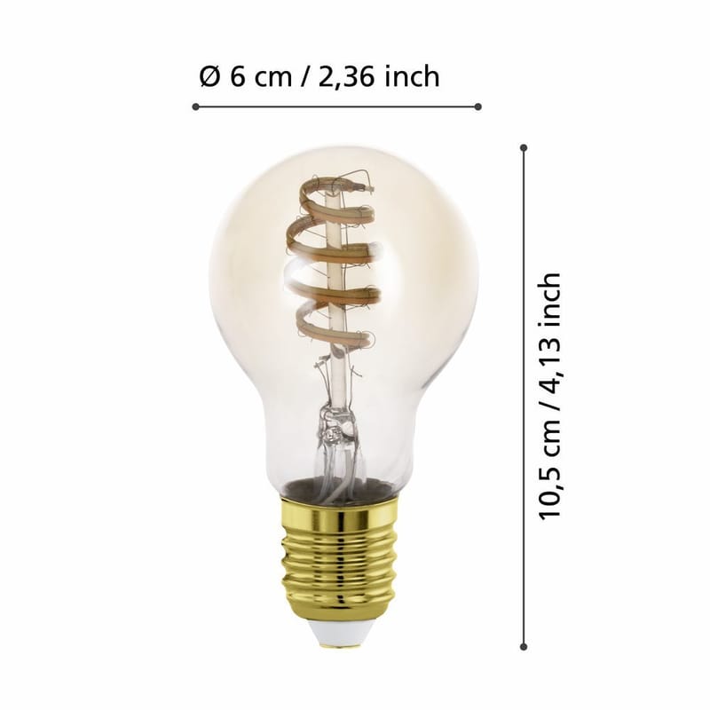 Lyskilde 2xLM-ZIG-CCT E27 A60 4,9W Amber + Afbryder - 6 cm - Belysning - Glødepærer & lyskilder - LED belysning - LED-pære