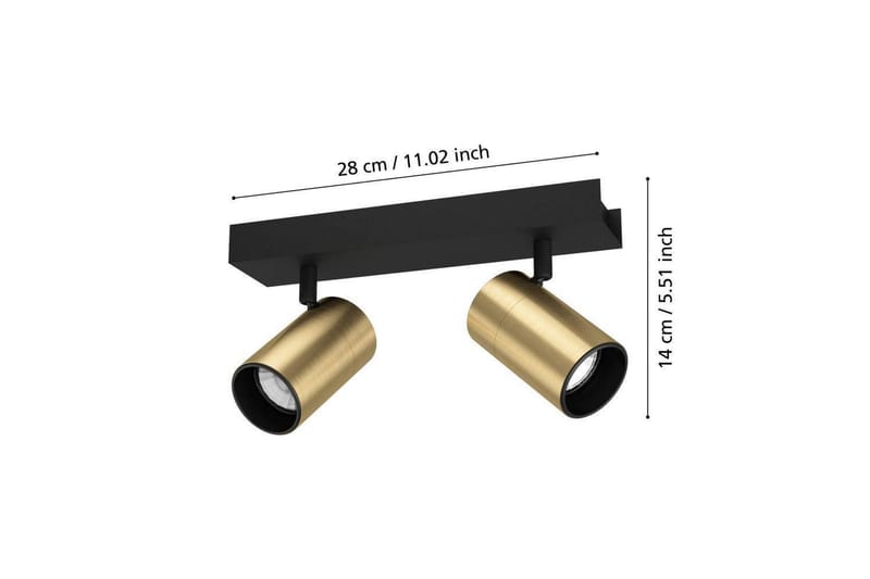 Spotlight Eglo Cumaribo Sort/Messing 2 lamper - 2 lamper - Belysning - Glødepærer & lyskilder - Spotlights & downlights