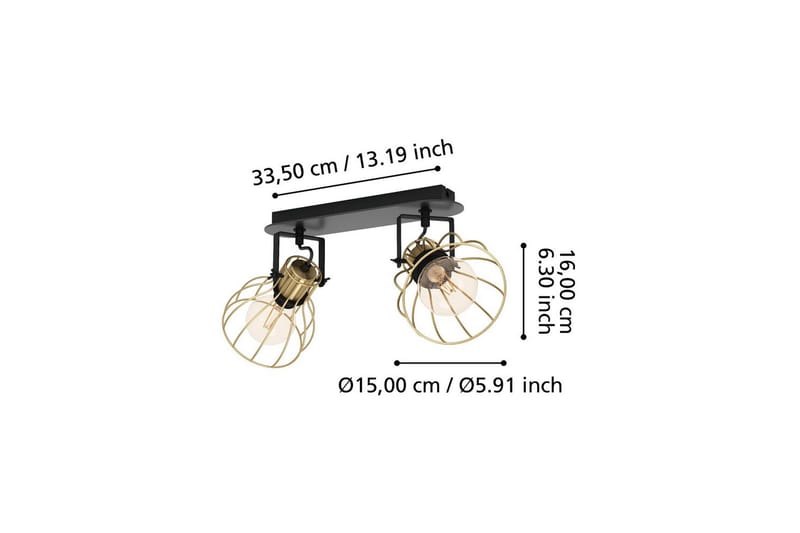 Spotlight Eglo Sambatello med 2 Lamper - Sort/Guld - Belysning - Glødepærer & lyskilder - Spotlights & downlights