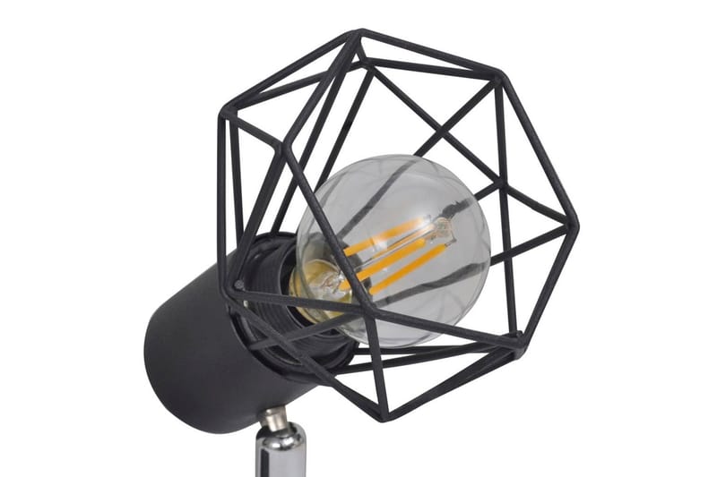 Spotlampe Industriel Stil Metaltråd 4 Led Glødepærer - Sort - Spotlight skinne - Soveværelse lampe