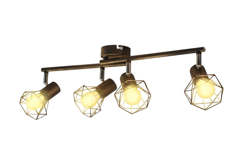 Spotlampe Industriel Stil Metaltråd 4 Led Glødepærer - Sort - Spotlight skinne - Soveværelse lampe