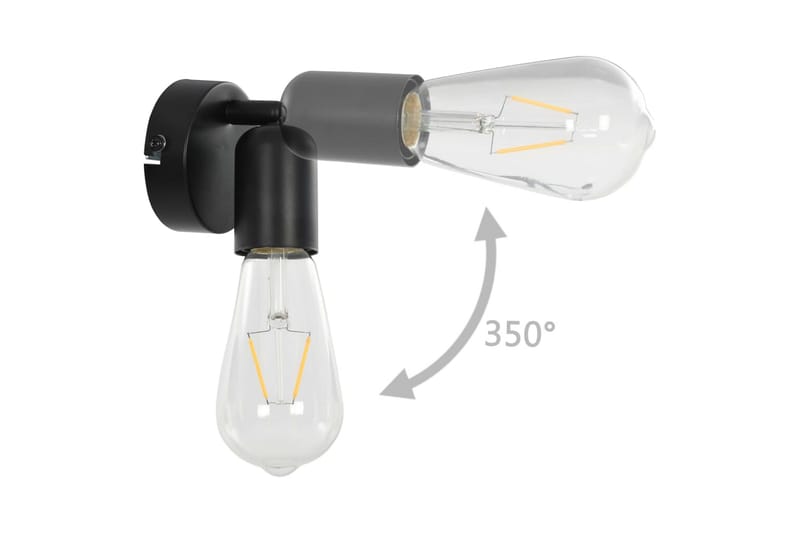 Spotlamper 2 Stk. Med Glødepærer 2 W E27 Sort - Sort - Spotlights & downlights - Vægspotlight