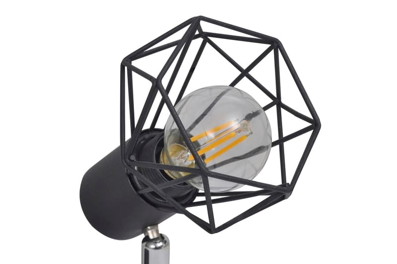 Spotlight, Trådramme I Industristil, 2 Led-Glødetråd - Sort - Spotlight skinne - Soveværelse lampe