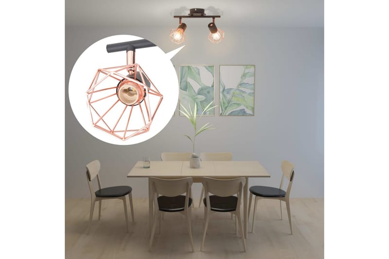 Loftslampe Med 2 Spotlys E14 Sort Og Kobber - Sort - Spotlight skinne - Soveværelse lampe