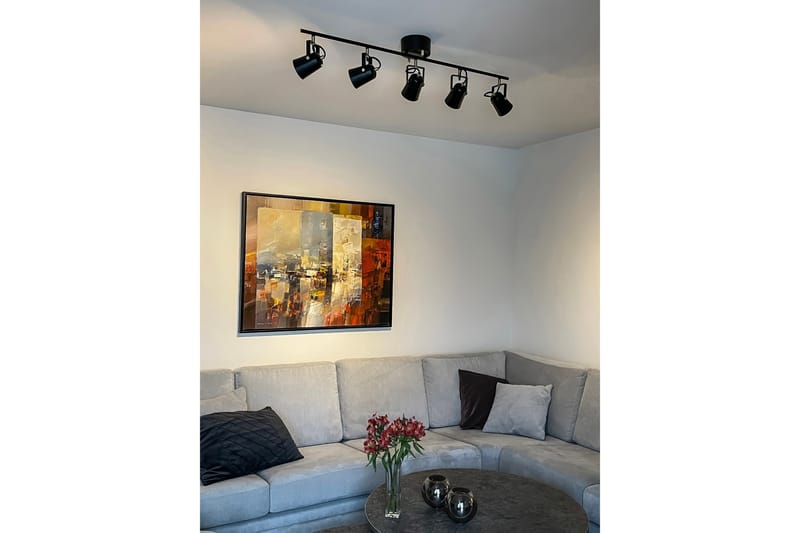 Metz Loftspot Lige 5 Lamper Sort/Messing - Scan Lamps - Spotlight skinne - Soveværelse lampe