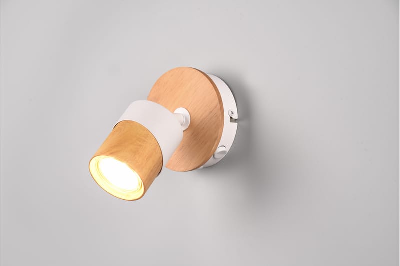 Trio Lighting Aruni Spotlampe 1L GU10 Træ/Mat Hvid - Belysning - Glødepærer & lyskilder - Spotlights & downlights