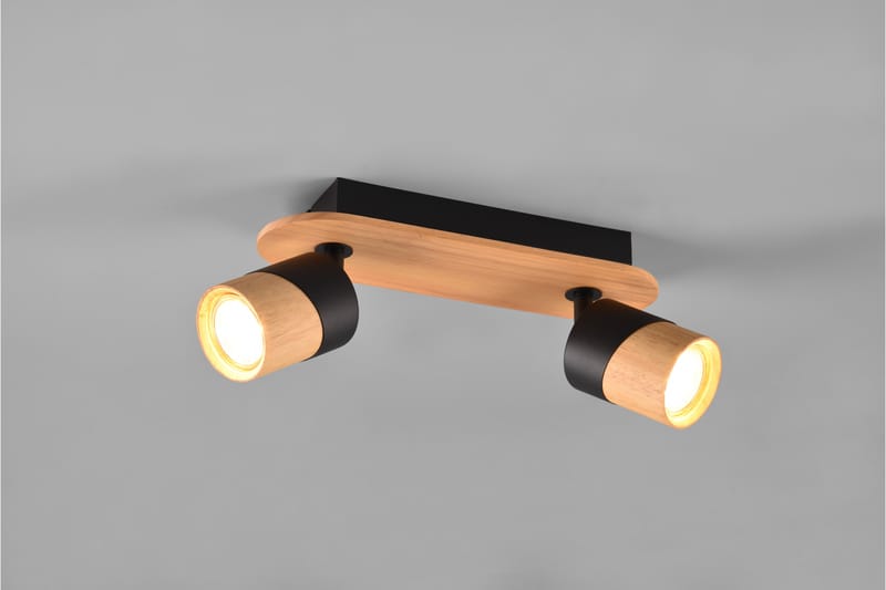 Trio Lighting Aruni Spotlampe 2L GU10 Træ/Matsort - Belysning - Glødepærer & lyskilder - Spotlights & downlights