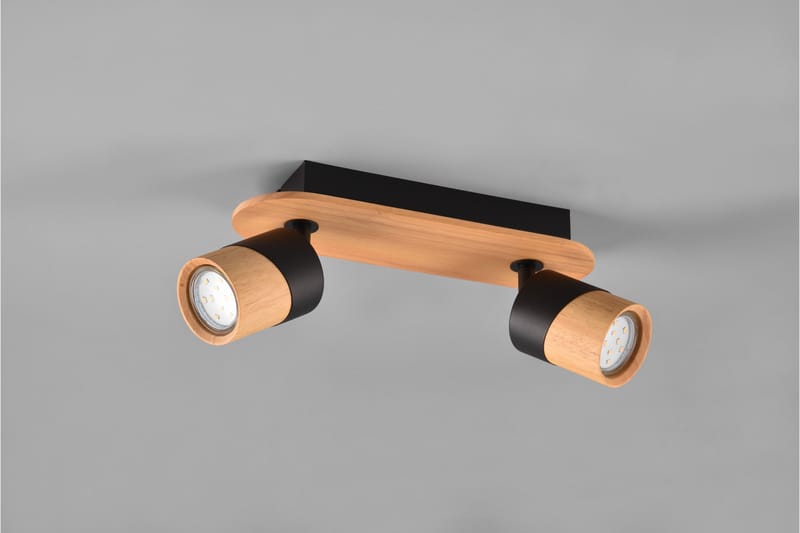 Trio Lighting Aruni Spotlampe 2L GU10 Træ/Matsort - Belysning - Glødepærer & lyskilder - Spotlights & downlights