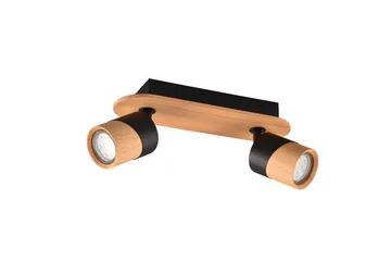 Trio Lighting Aruni Spotlampe 2L GU10 Træ/Matsort - Belysning - Glødepærer & lyskilder - Spotlights & downlights