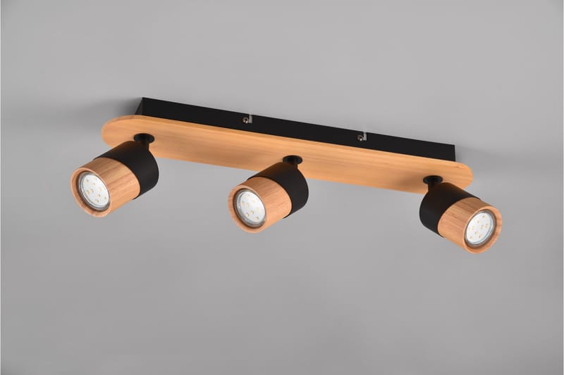 Trio Lighting Aruni Spotlampe 3L GU10 Træ/Matsort - Belysning - Glødepærer & lyskilder - Spotlights & downlights