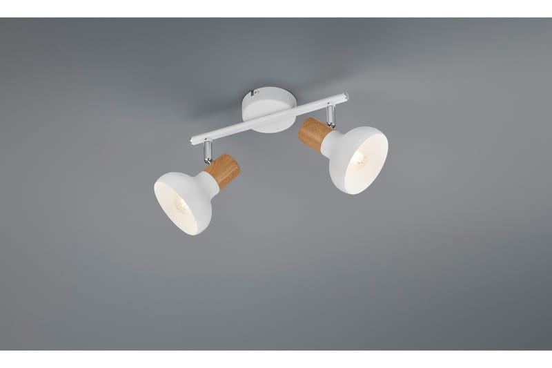 Trio Lighting Latika Spotlampe 2L E14 Mat Hvid/Træ - Belysning - Glødepærer & lyskilder - Spotlights & downlights