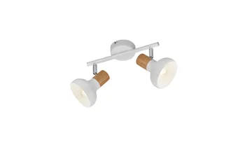 Trio Lighting Latika Spotlampe 2L E14 Mat Hvid/Træ - Belysning - Glødepærer & lyskilder - Spotlights & downlights