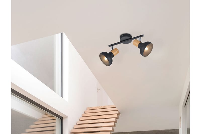 Trio Lighting Latika Spotlampe 2L E14 Matsort/Træ - Belysning - Glødepærer & lyskilder - Spotlights & downlights