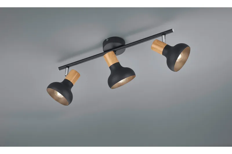 Trio Lighting Latika Spotlampe 3L E14 Matsort/Træ - Belysning - Glødepærer & lyskilder - Spotlights & downlights