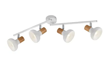 Trio Lighting Latika Spotlampe 4L E14 Mat Hvid/Træ - Belysning - Glødepærer & lyskilder - Spotlights & downlights