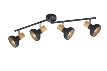 Trio Lighting Latika Spotlampe 4L E14 Matsort/Træ - Belysning - Glødepærer & lyskilder - Spotlights & downlights