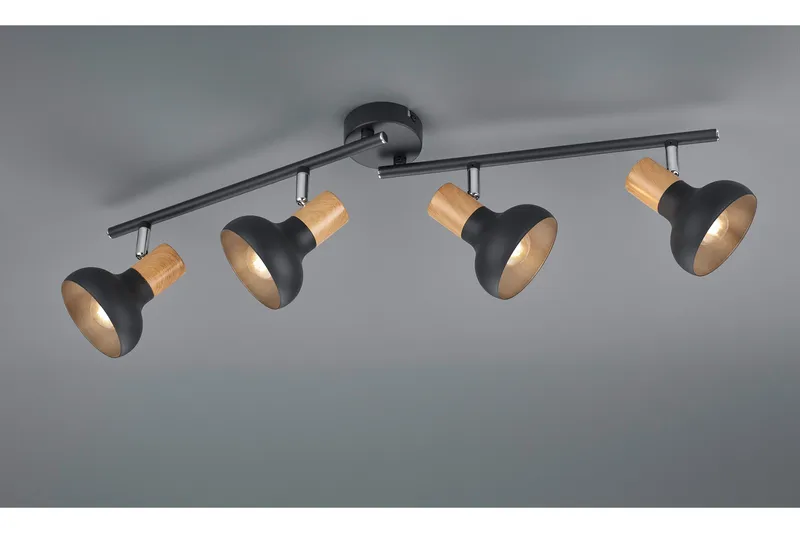 Trio Lighting Latika Spotlampe 4L E14 Matsort/Træ - Belysning - Glødepærer & lyskilder - Spotlights & downlights