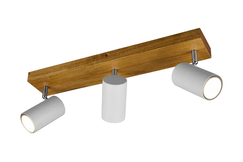 Trio Lighting Marley spot 3L GU10 mat hvid/træ - Belysning - Glødepærer & lyskilder - Spotlights & downlights - Spotlight skinne