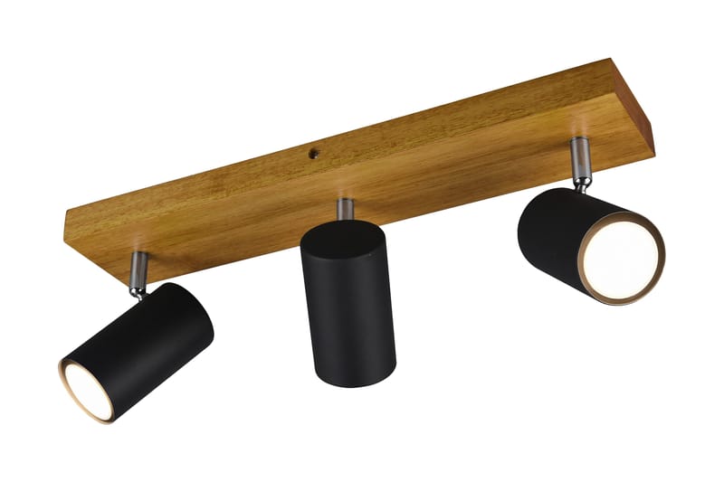 Trio Lighting Marley spot 3L GU10 matsort/træ, Matsort/Natur