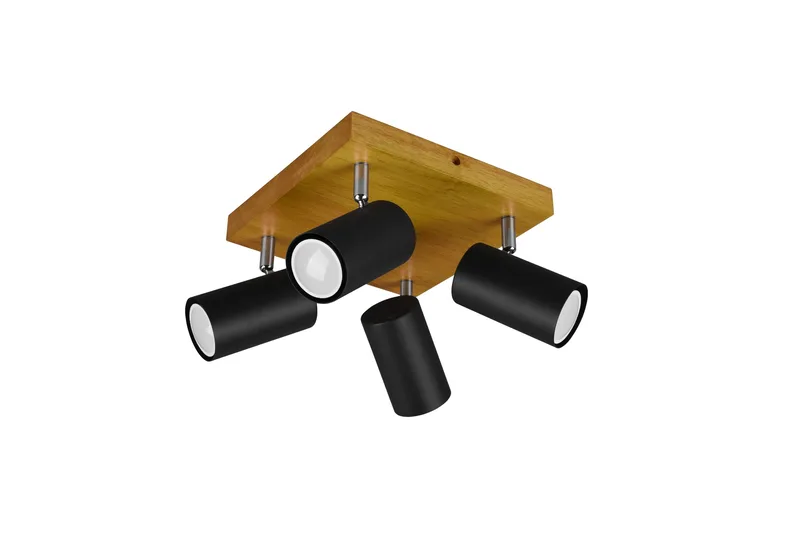 Trio Lighting Marley spot 4L GU10 matsort/træ - Matsort/Natur - Belysning - Glødepærer & lyskilder - Spotlights & downlights