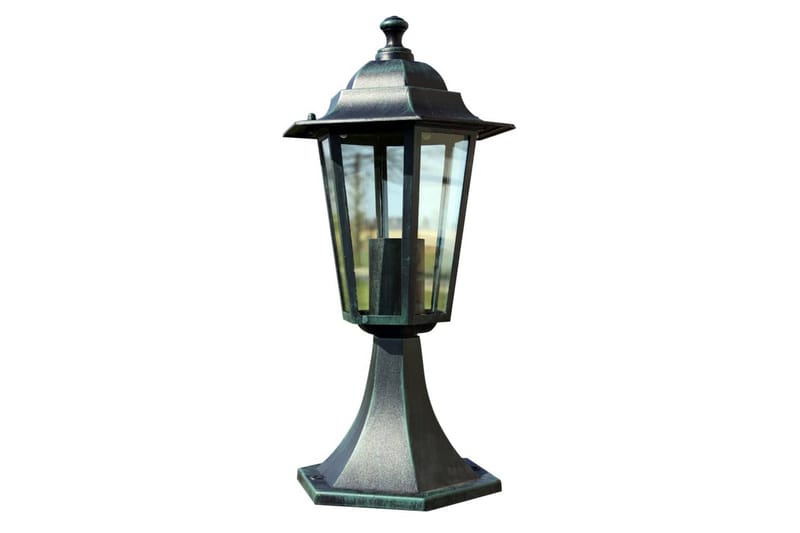 havelamper 2 stk. aluminium mørkegrøn/sort - Grøn - Søjlelampe & standerlampe