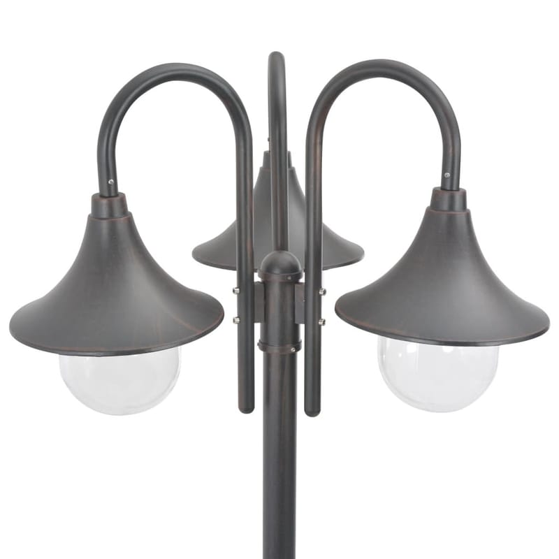 Havestolpelampe E27 220 Cm Aluminium 3 Lanterner Bronze - Brun - Søjlelampe & standerlampe