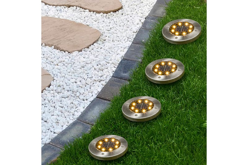 HI soldrevet LED-havelampe til jorden sæt med 4 stk. - Sølv - Udendørs lamper & belysning - Solcellelamper