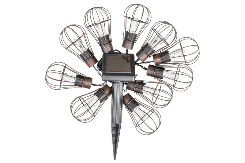 HI soldrevet LED-lyskæde 10 lamper 5,5 cm - Brun - Belysning - Udendørs lamper & belysning - Solcellelamper