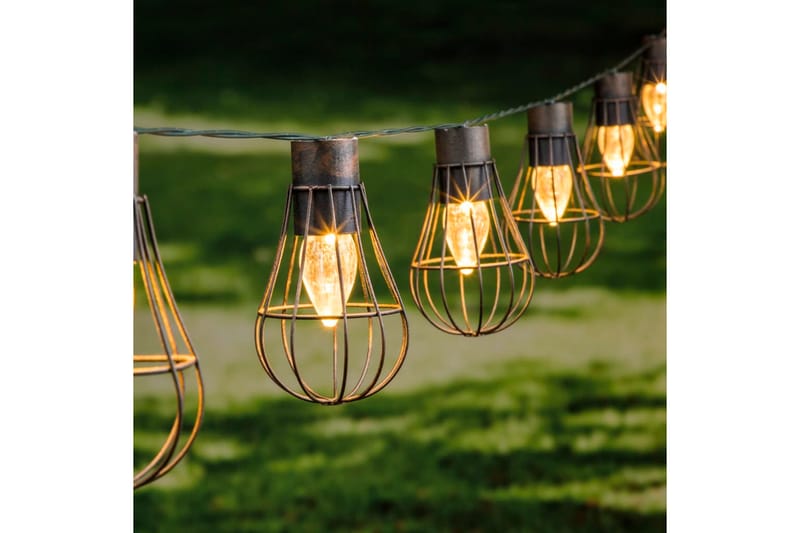 HI soldrevet LED-lyskæde 10 lamper 5,5 cm - Brun - Solcellelamper - Udendørs lamper & belysning