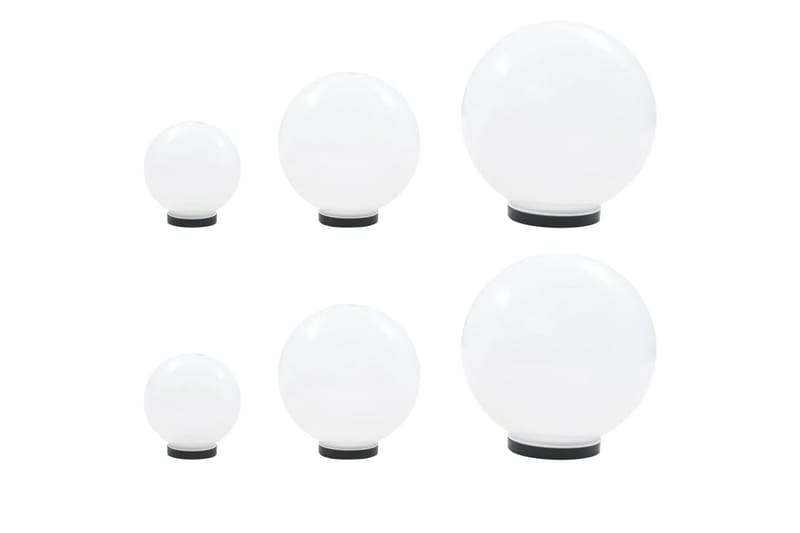 Led-Kuglelampesæt 6 Stk. Kugleformet 20/30/40 Cm Pmma - Hvid - LED-belysning udendørs - Udendørs lamper & belysning - Bedlamper