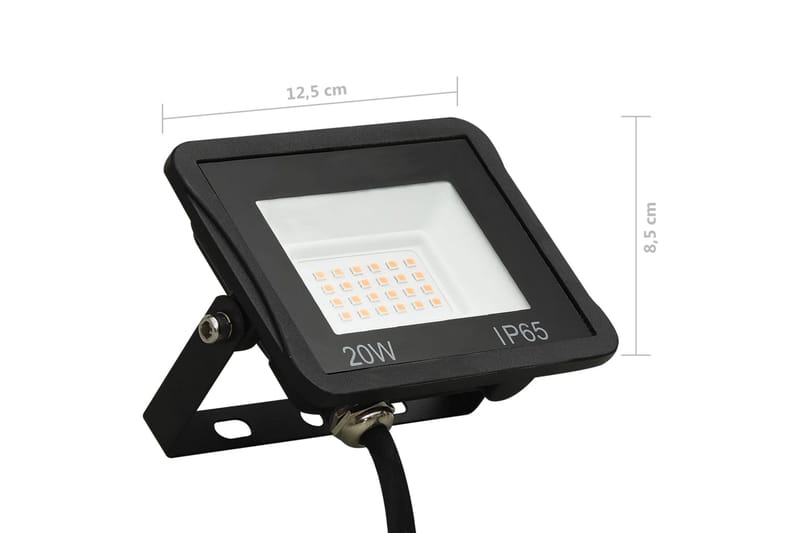 LED-projektør 20 W varmt hvidt lys - Sort - Belysning - Udendørs lamper & belysning