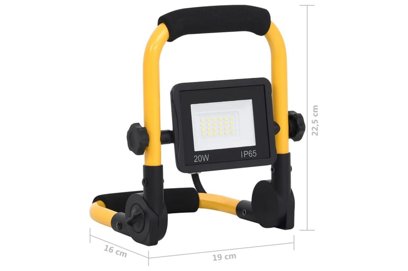 LED-projektør med håndtag 20 W kold hvid - Sort - Belysning - Udendørs lamper & belysning