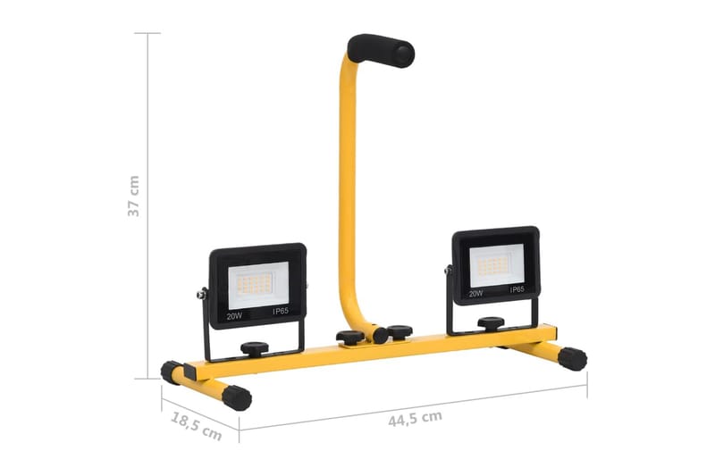 LED-projektør med håndtag 2x20 W varmt hvidt lys - Sort - Projektører - Udendørs lamper & belysning - Væglampe udendørs