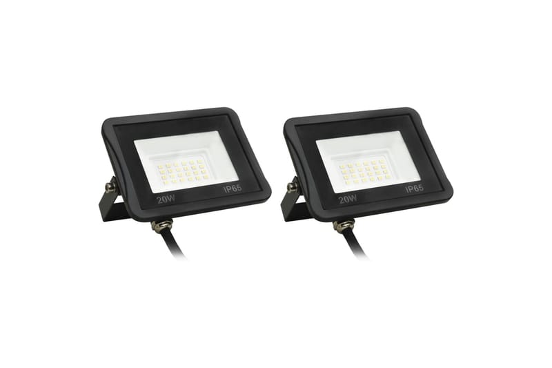 LED-projektører 2 stk. 20 W koldt hvidt lys - Sort - Projektører - Udendørs lamper & belysning - Væglampe udendørs